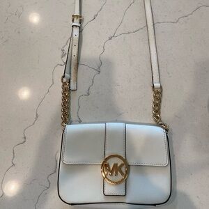 Michael Kors White Crossbody Bag with Gold Chain